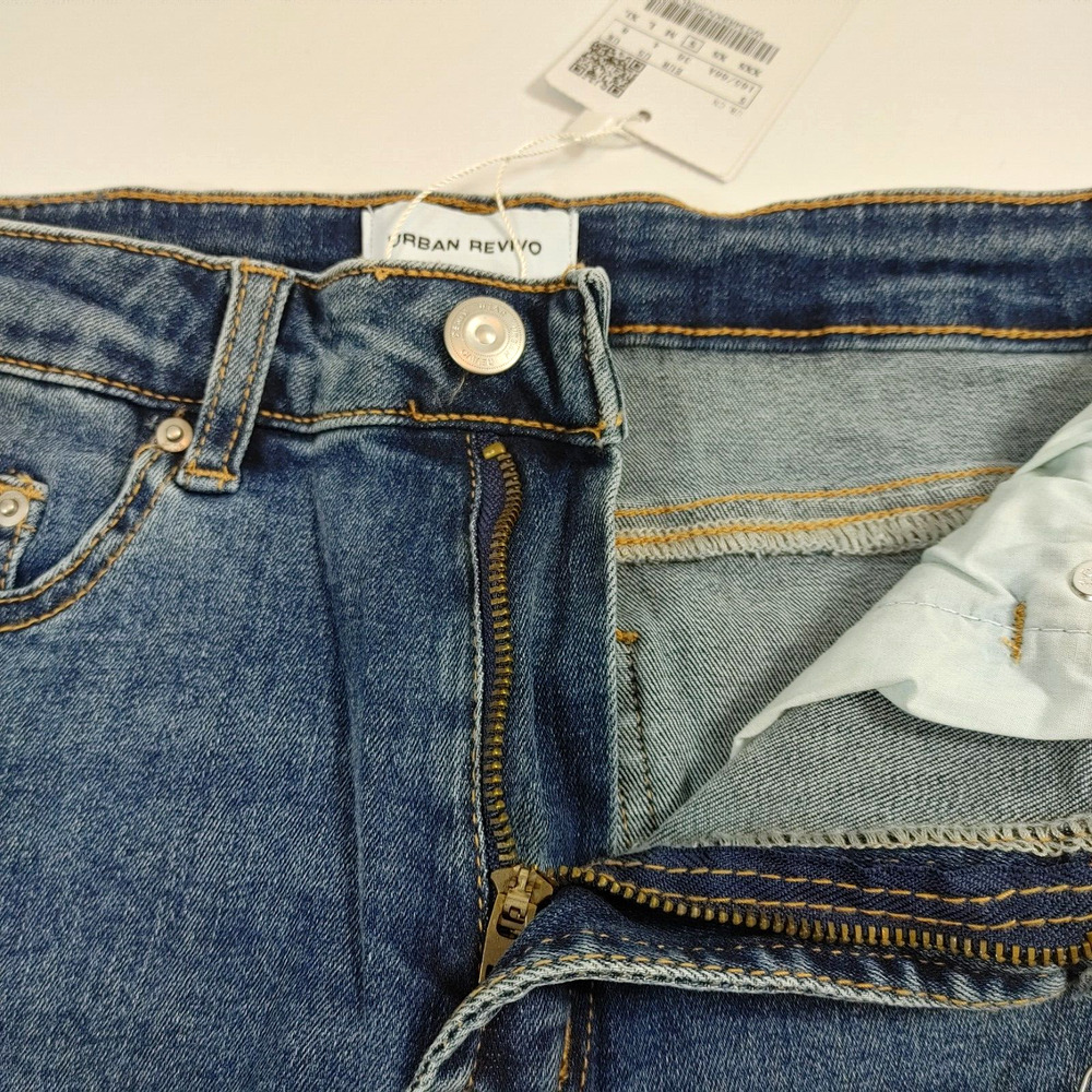 Urban Revivo ASOS Split Hem Flare Jeans NWT Blue High Rise Bootcut Size 4 - Picture 12 of 16
